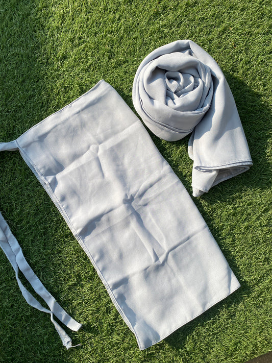 Hijab Naqab Set - Light Grey