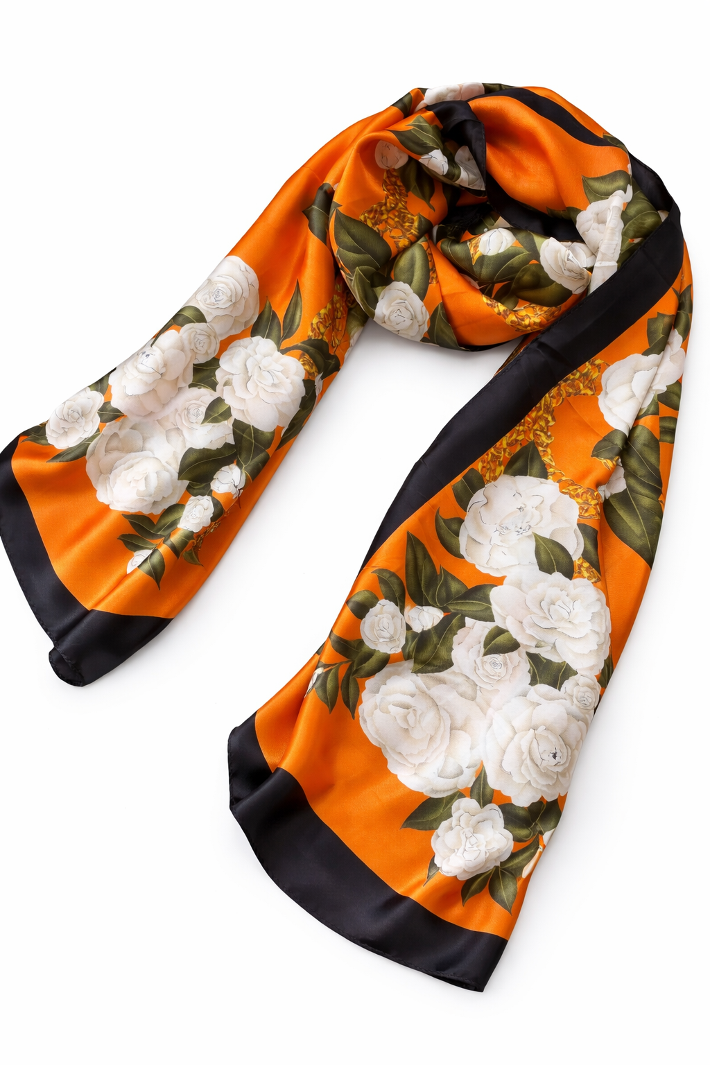 Printed Silk Hijab - Orange