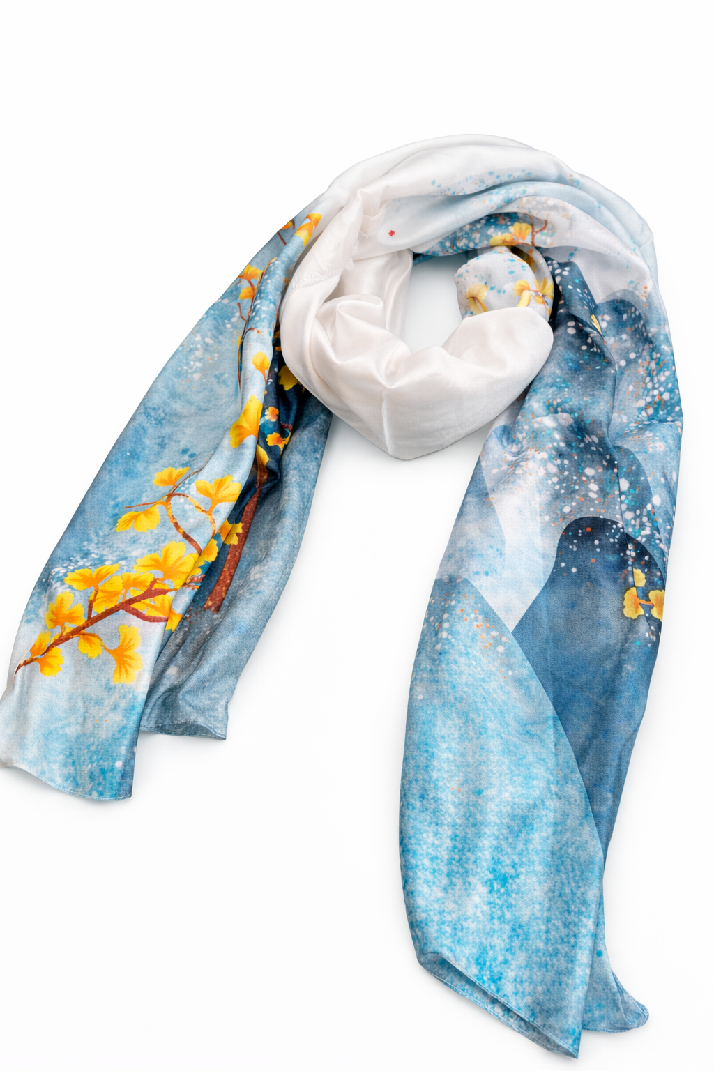 Printed Silk Hijab - Seagreen
