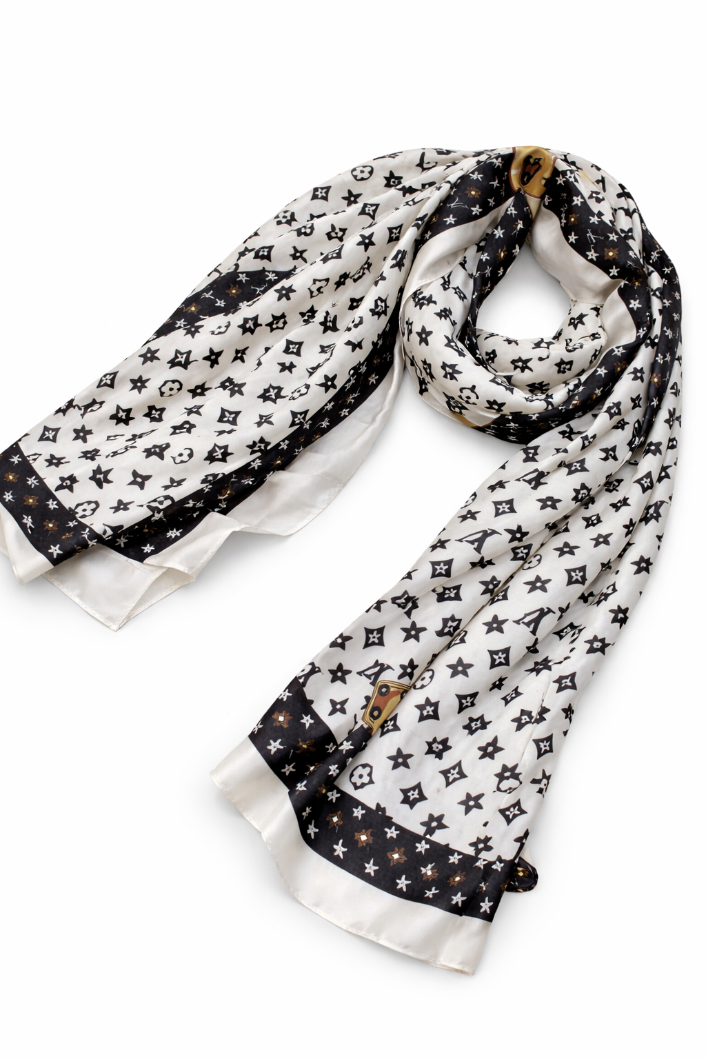 Printed Silk Hijab - White
