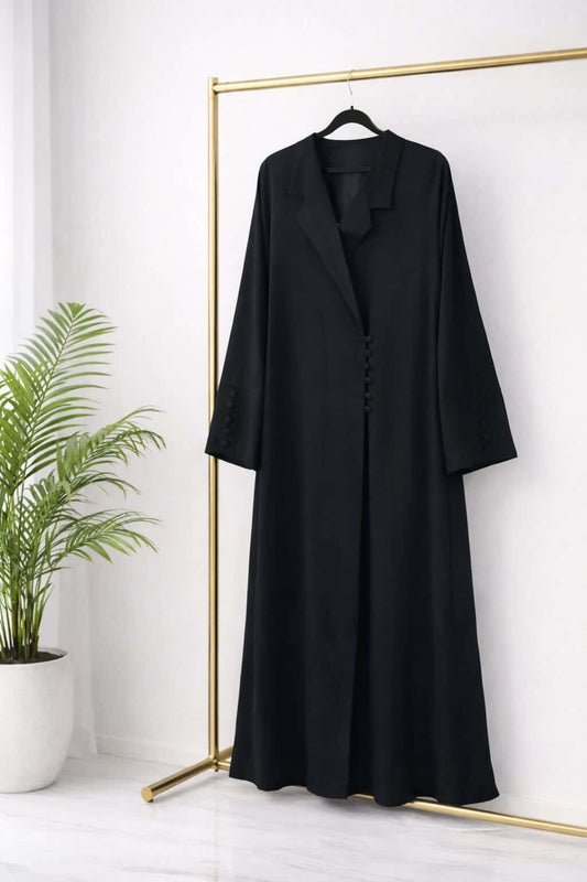 Noir Double-Crease Coat Abaya