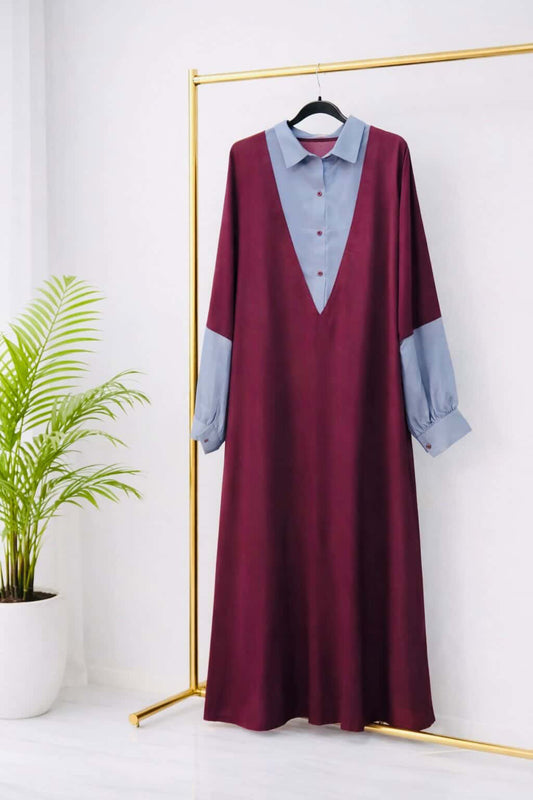 Maroon Mist Romper Style Abaya