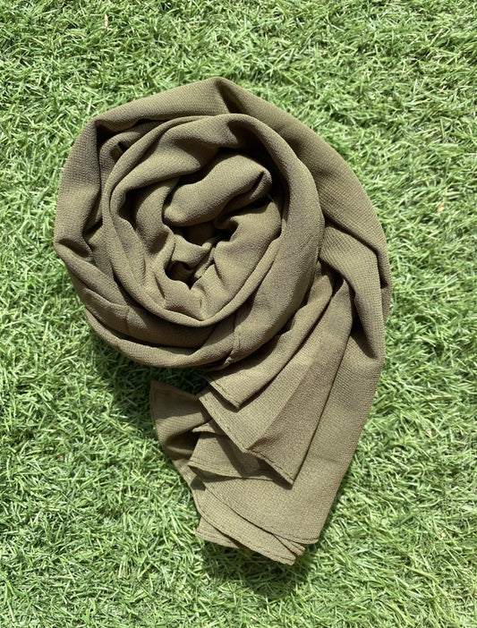 Georgette Hijab - Army Green