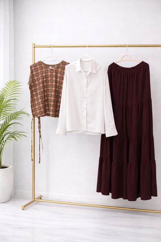 Burgundy Skirt 3 pc set