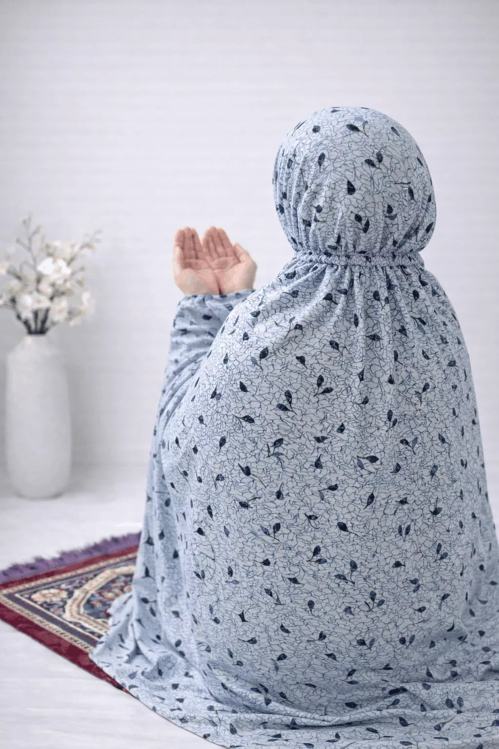 Printed Namaz Chaddar - Ice Blue