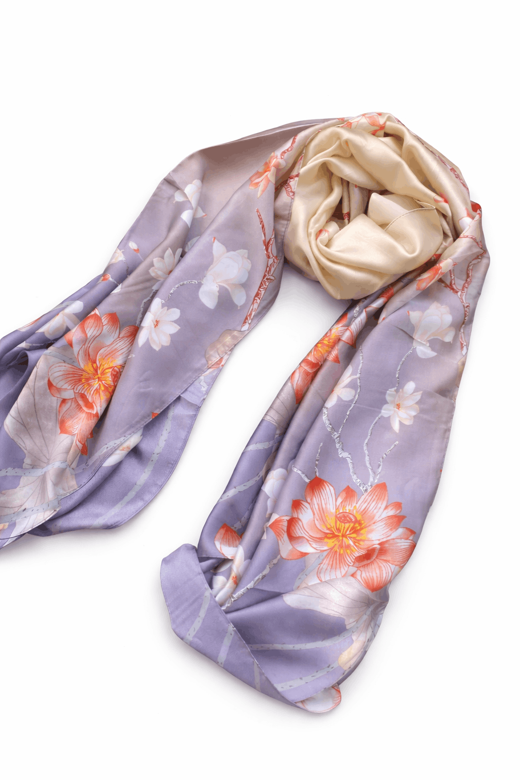 Printed Silk Hijab - Purple