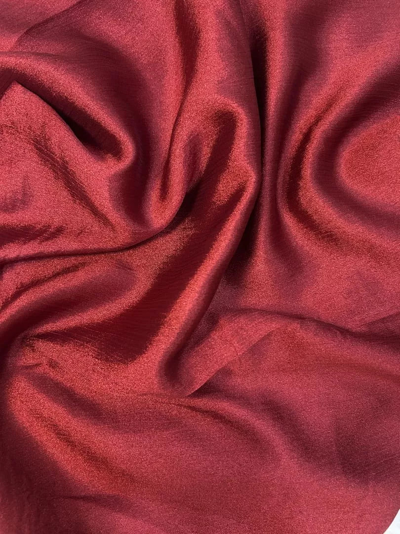 Crinkle Silk Hijab - Red