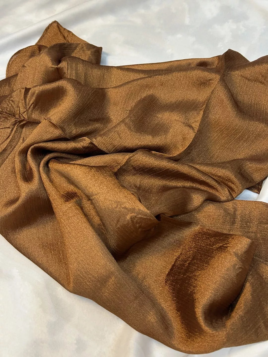 Crinkle Silk Hijab - Rust
