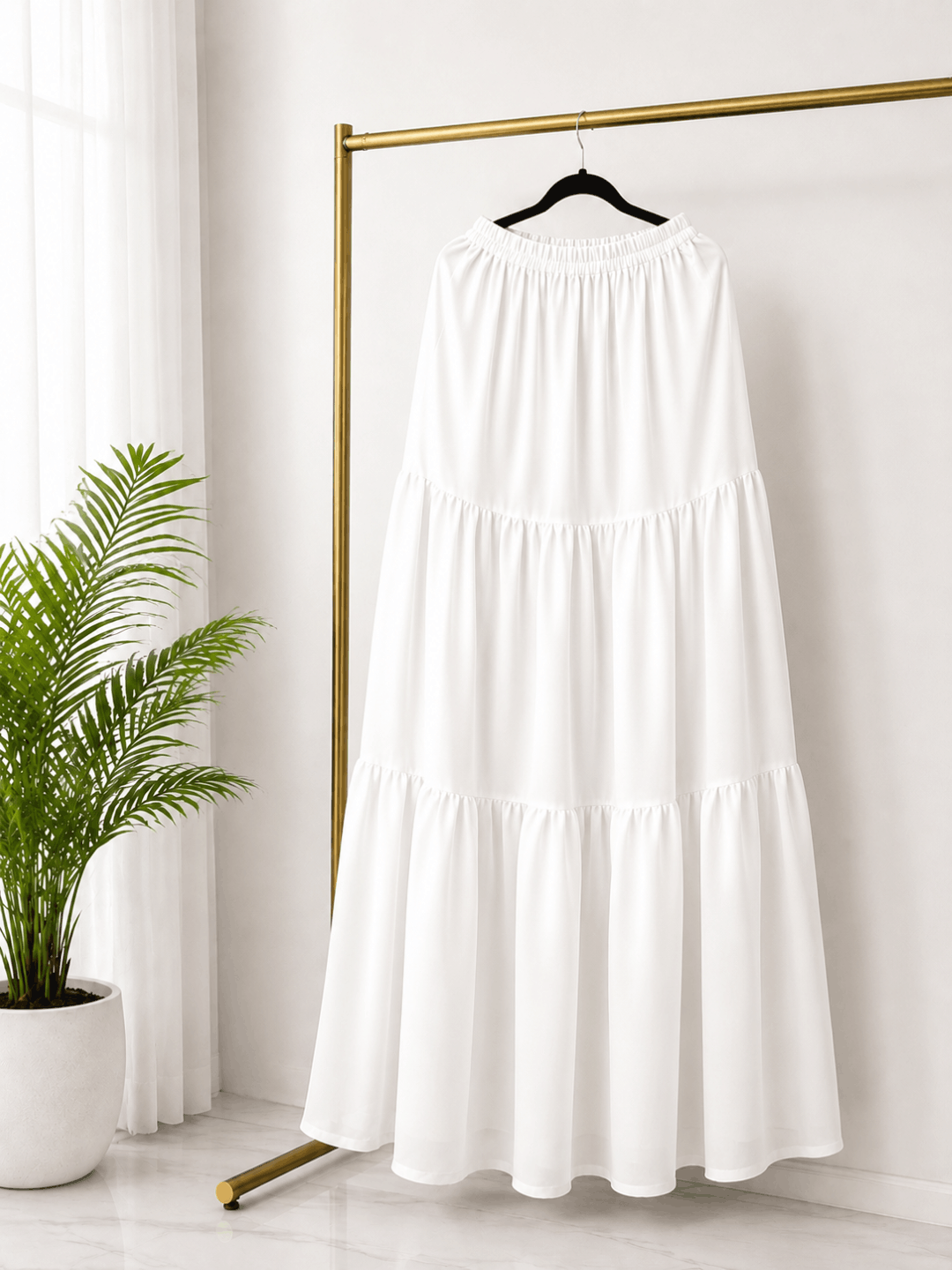 Three-Flared Moss Georgette Skirt