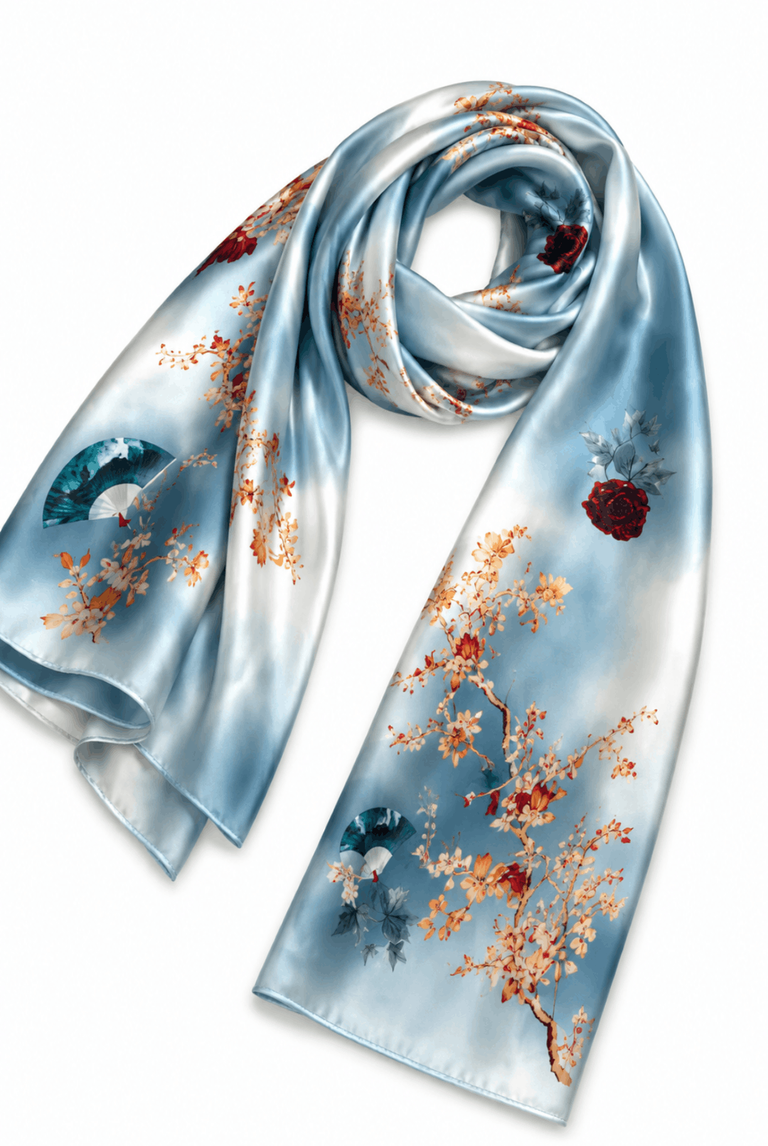 Printed Silk Hijab - Seafoam Green