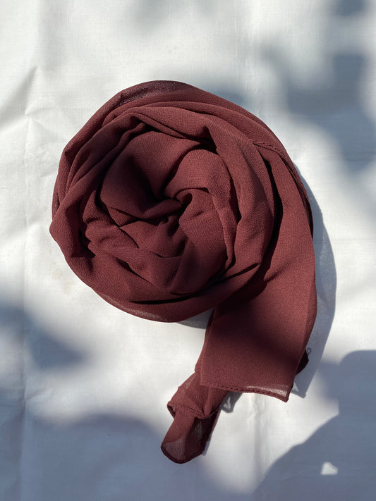 Georgette Hijab - Maroonish Brown