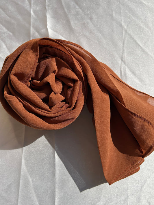 Georgette Hijab - Pecan Brown