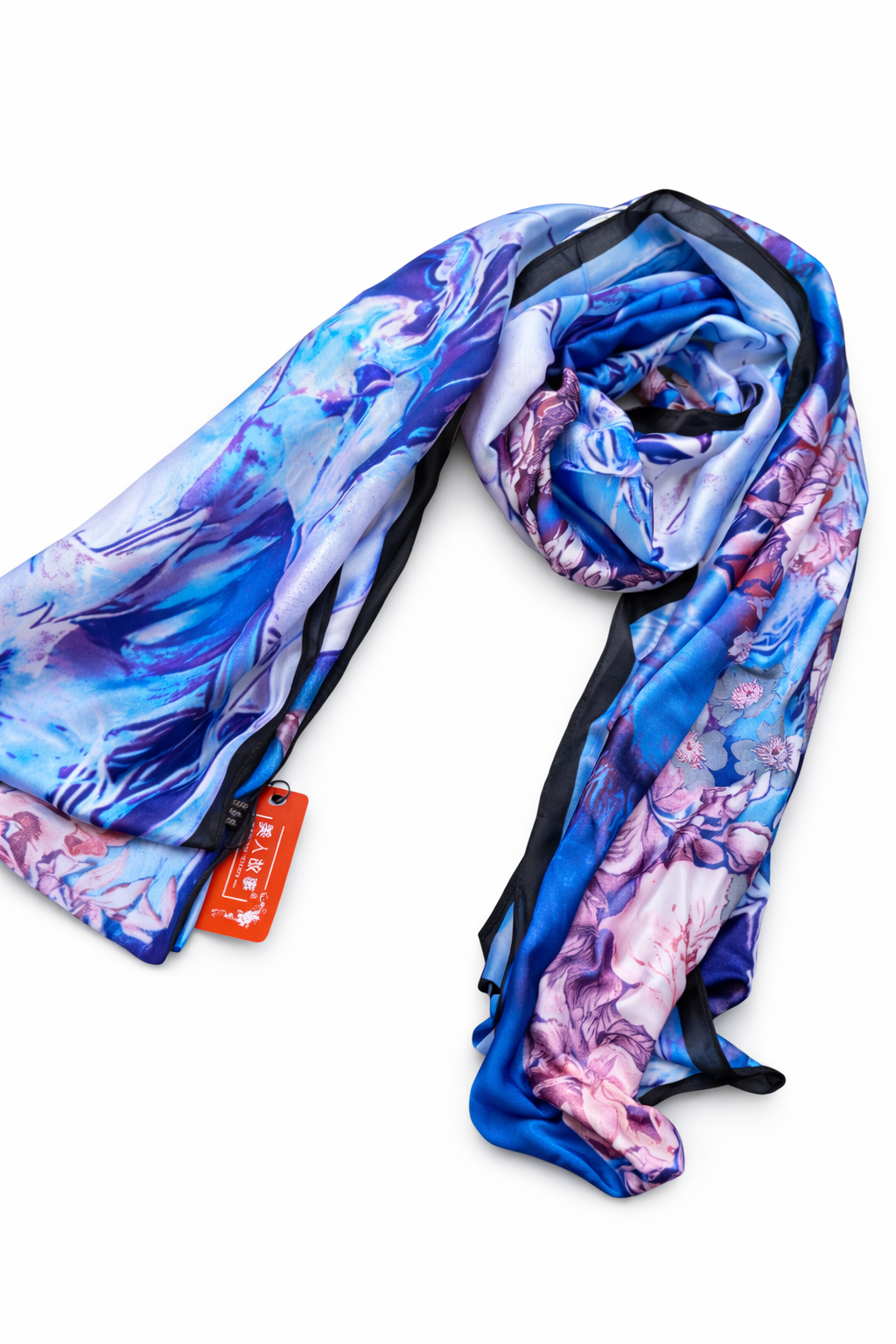 Printed Silk Hijab - Blue