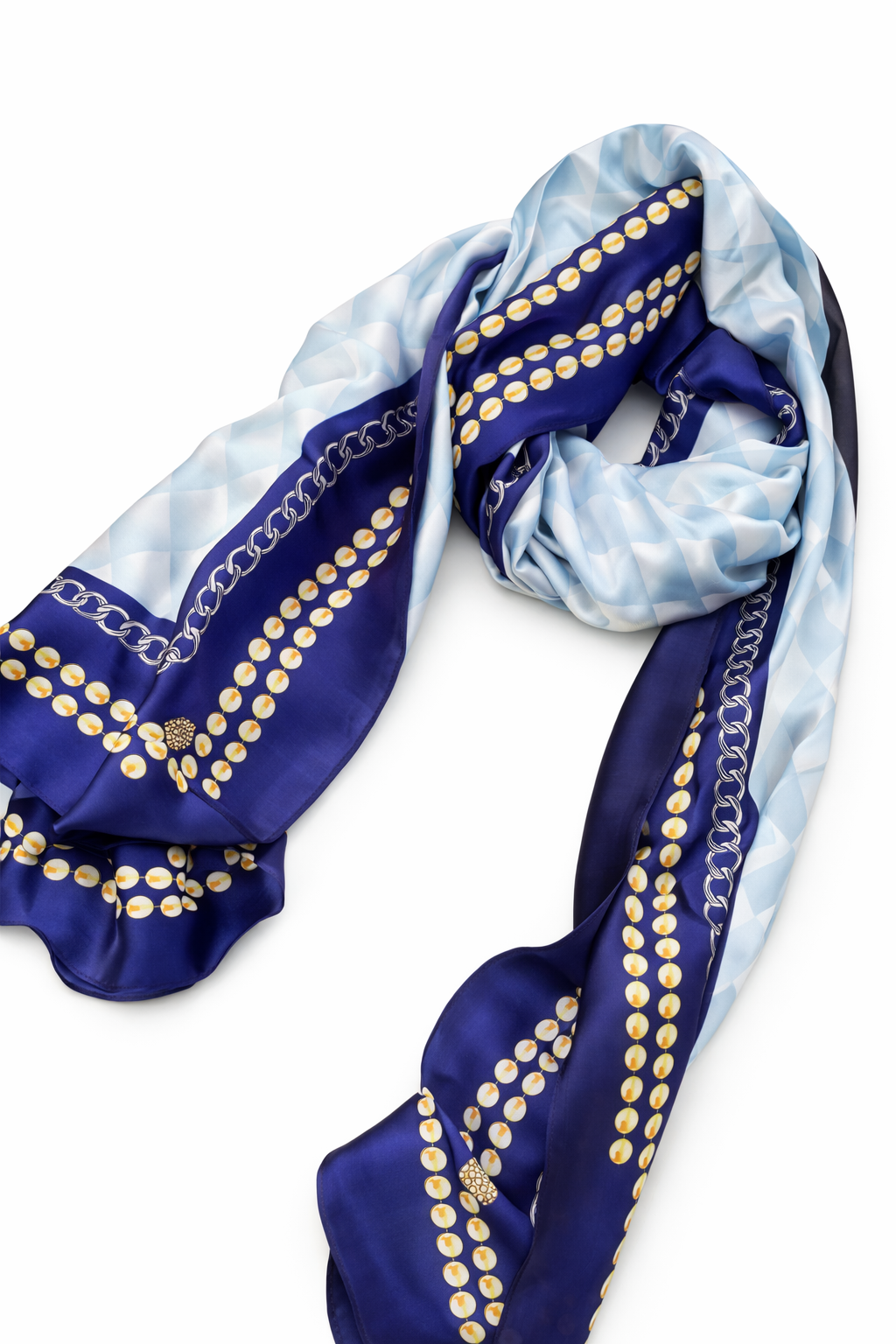 Printed Silk Hijab - Blue