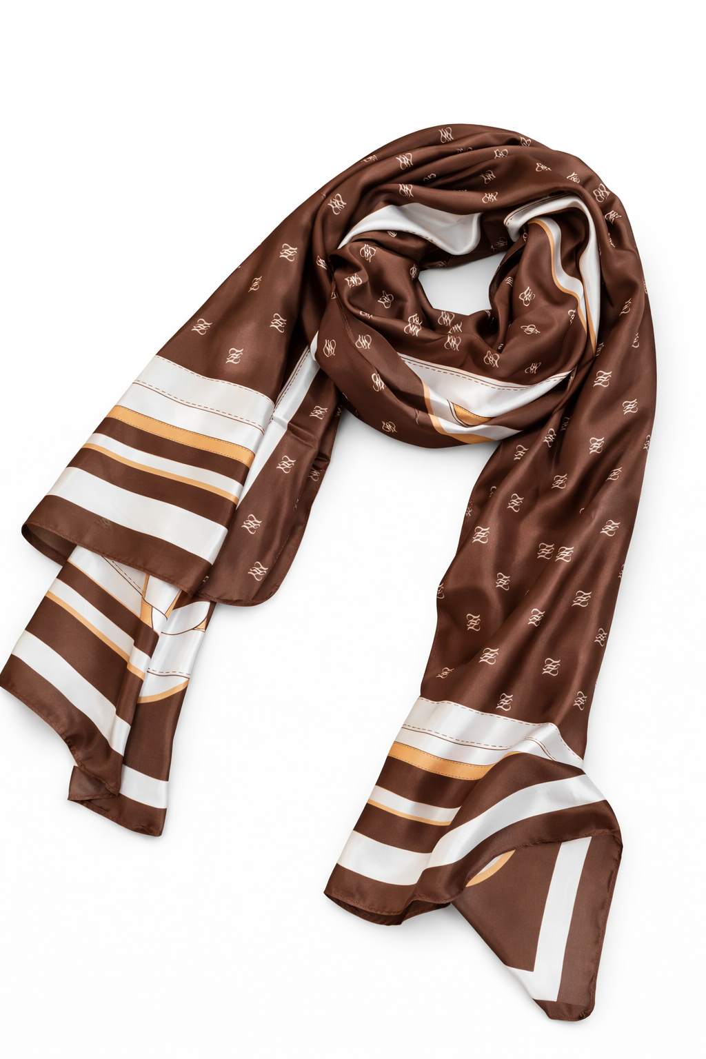 Printed Silk Hijab - Brown