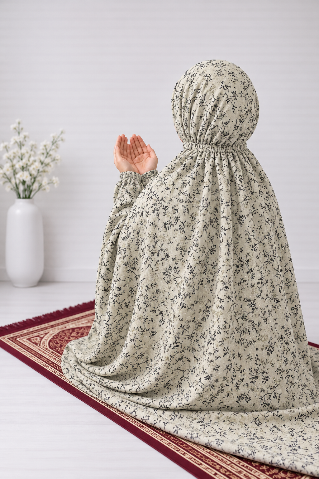 Printed Namaz Chaddar - Cream