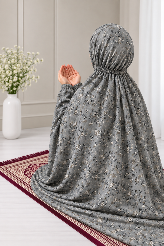 Printed Namaz Chaddar - Grey