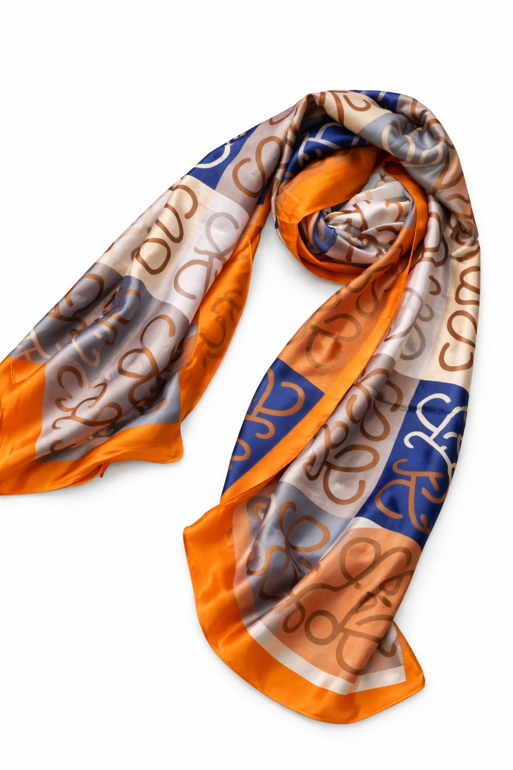 Printed Silk Hijab - Orange