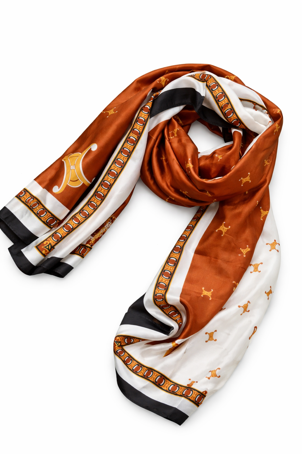 Printed Silk Hijab - Rust