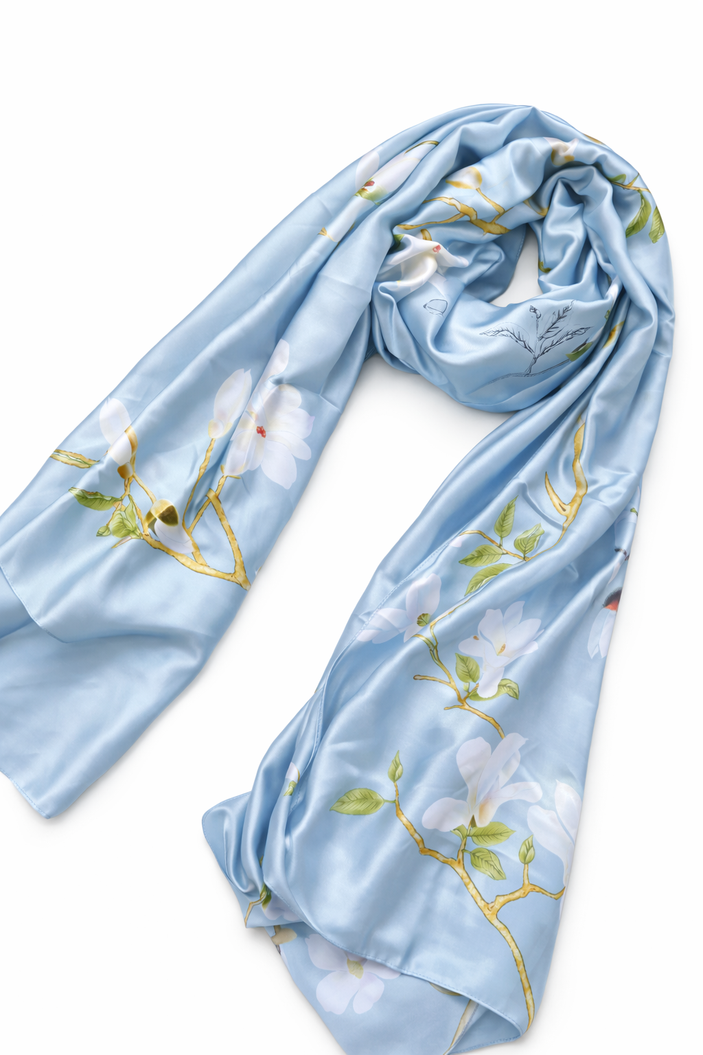 Printed Silk Hijab - Sky Blue