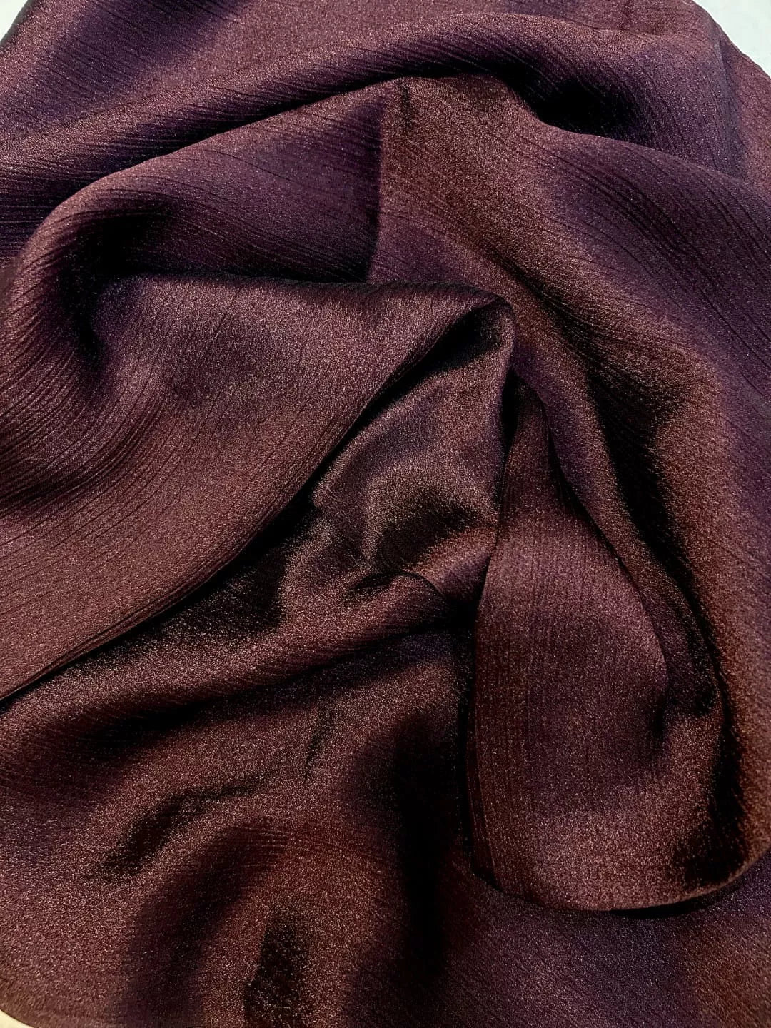 Crinkle Silk Hijab - Burgundy