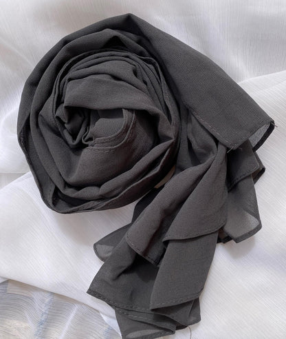 Georgette Hijab - Charcol Grey