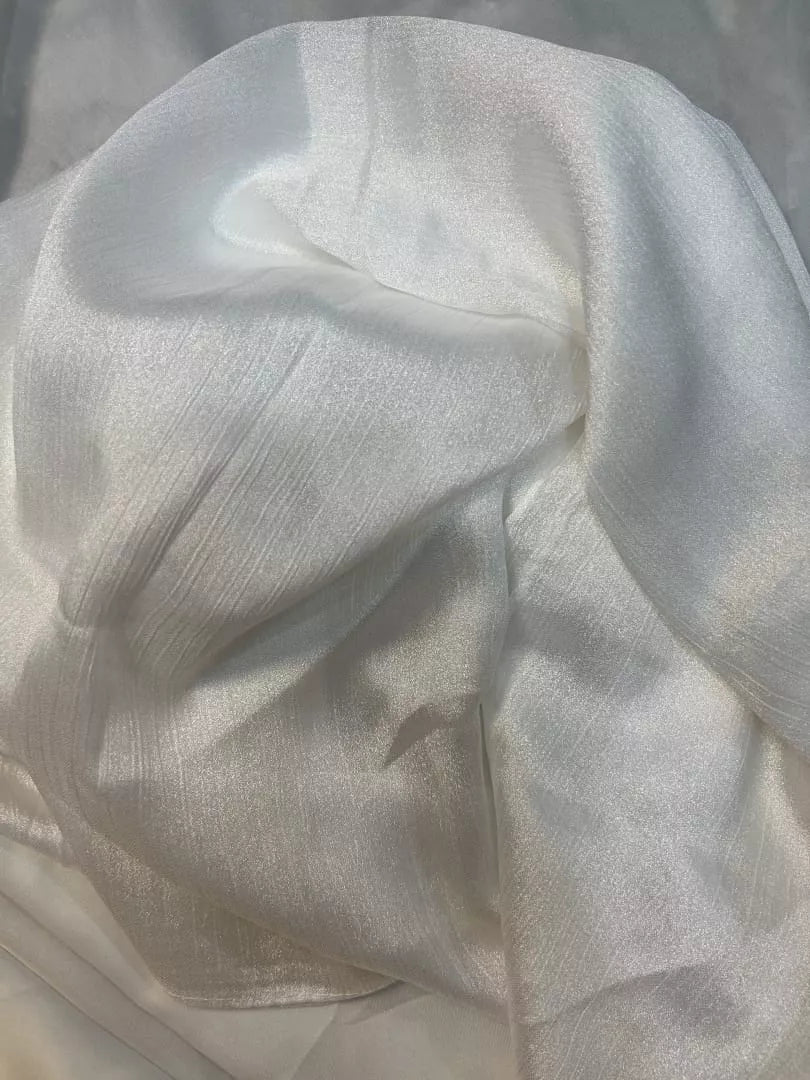 Crinkle Silk Hijab - Milky White