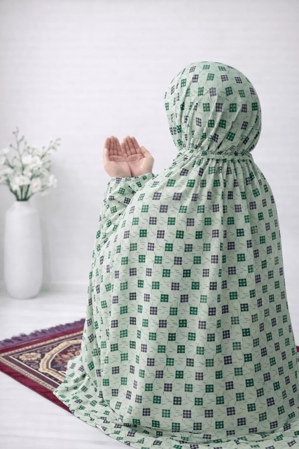 Printed Namaz Chaddar - Light Green
