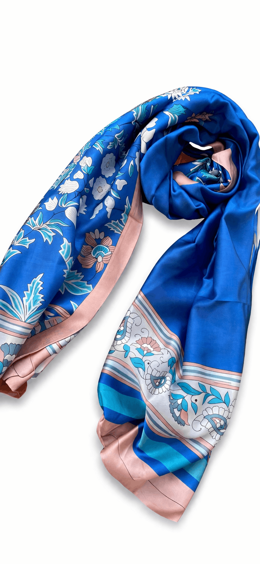 Printed Silk Hijab - Blue