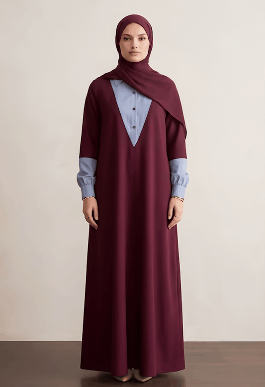 Maroon Mist Romper Style Abaya
