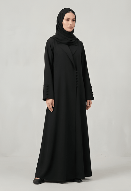 Noir Double-Crease Coat Abaya