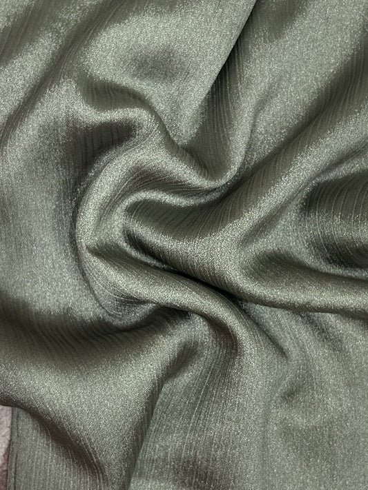Crinkle Silk Hijab - Olive green