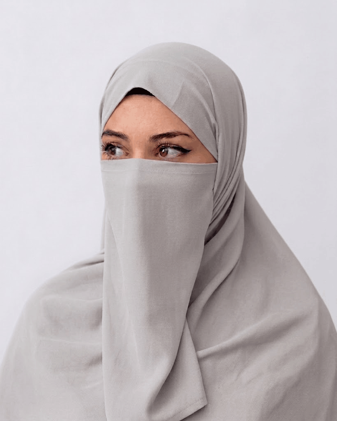 Hijab Naqab Set - Light Grey