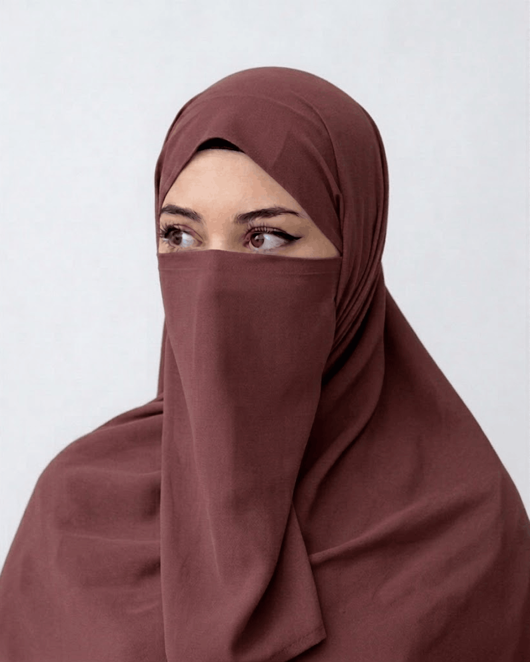 Hijab Naqab Set - Maroonish Brown