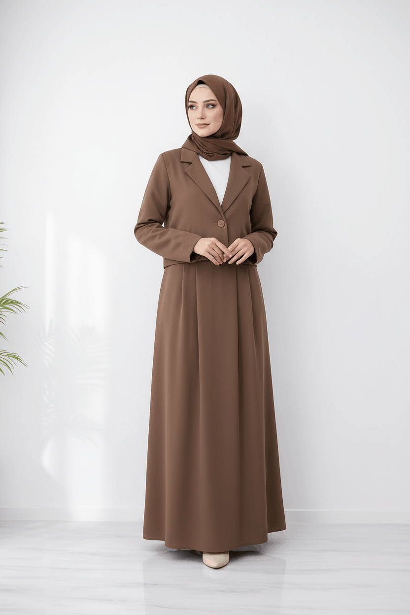 Mocha Muse Coat & Skirt Set