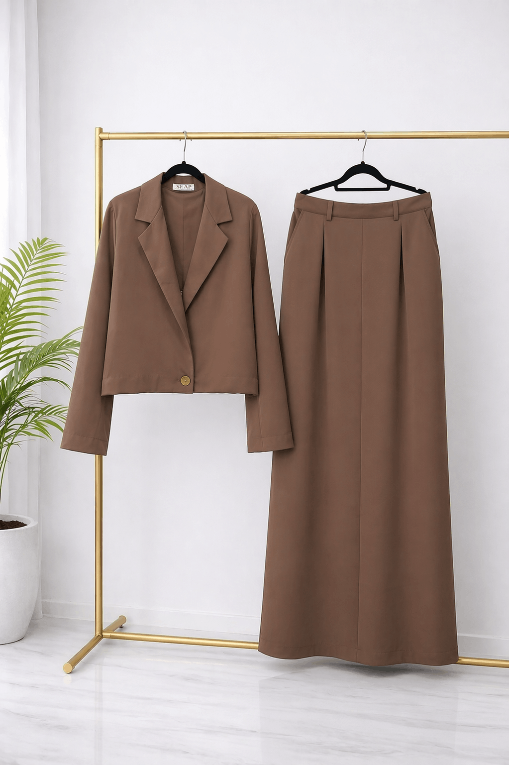 Mocha Muse Coat & Skirt Set
