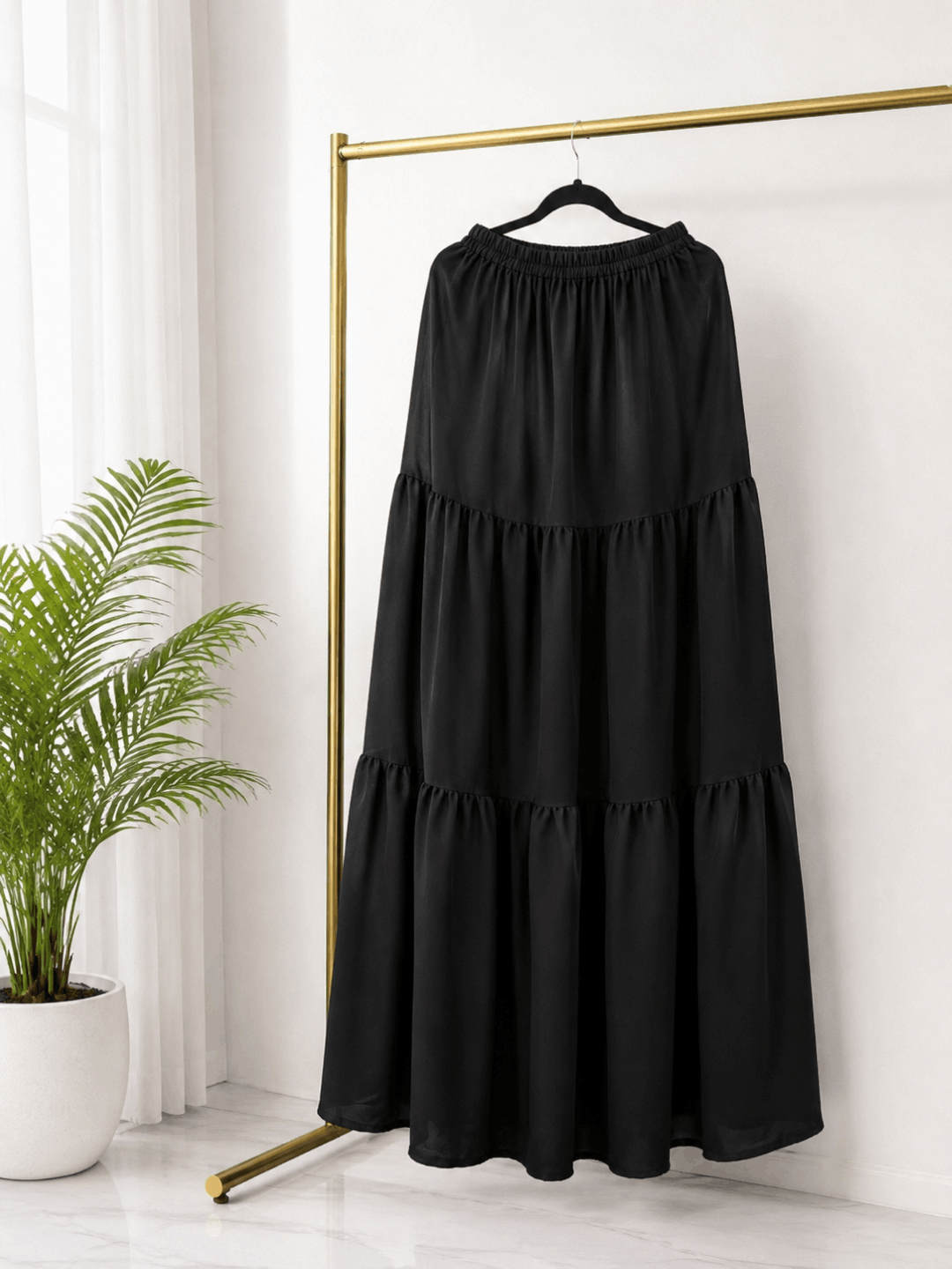 Three-Flared Moss Georgette Skirt
