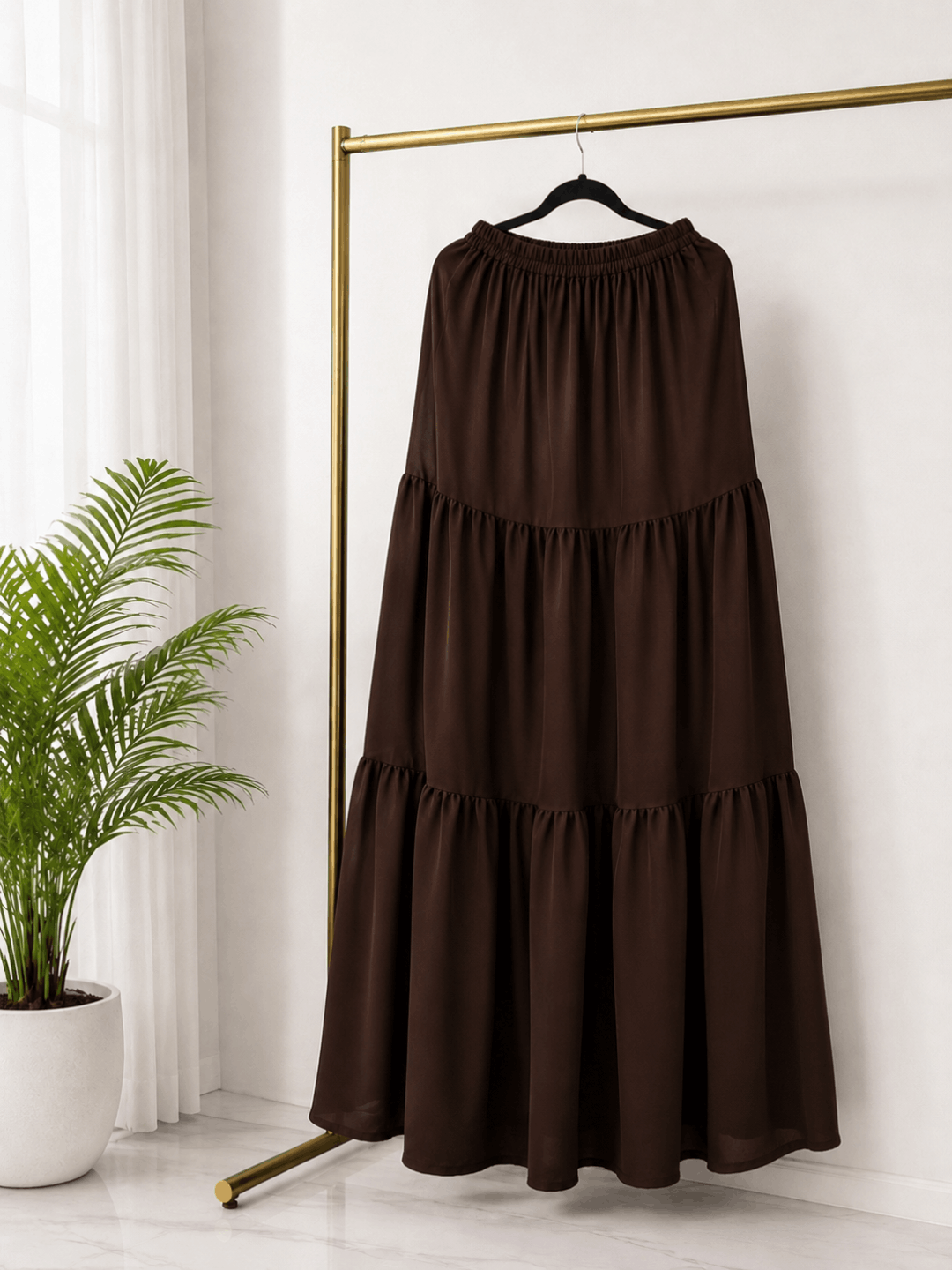 Three-Flared Moss Georgette Skirt