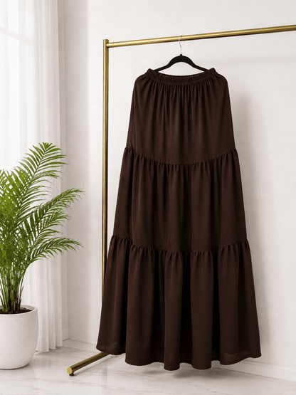 Three-Flared Moss Georgette Skirt