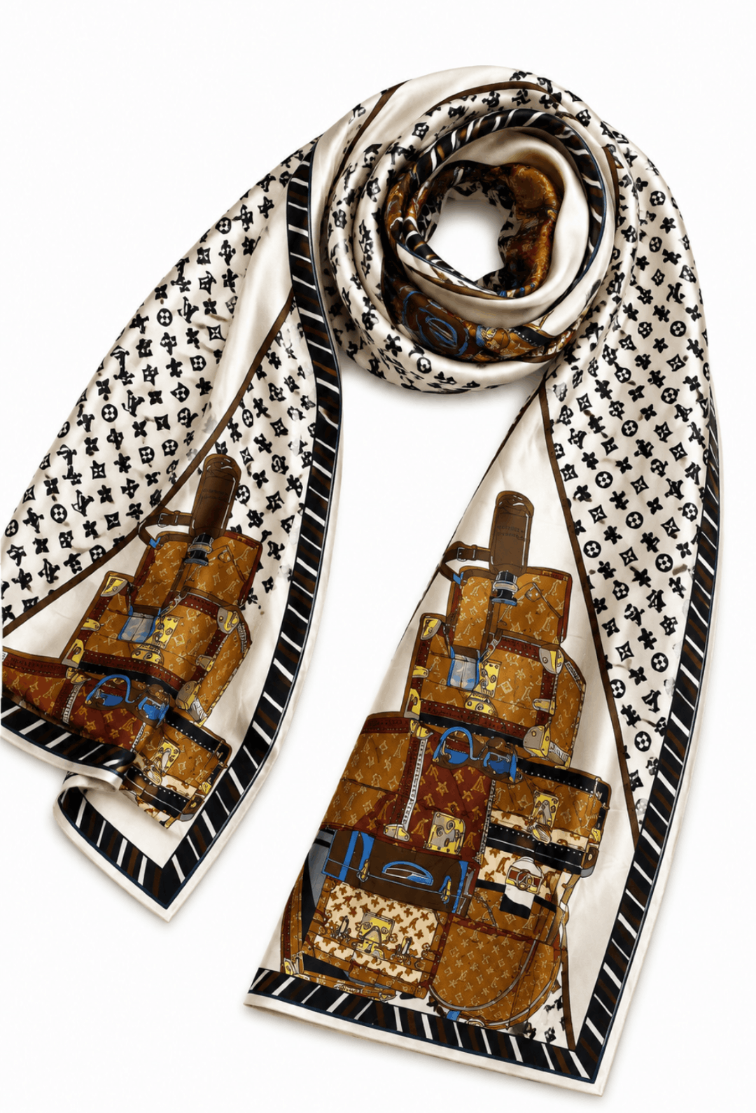 Printed Silk Hijab - Black & White