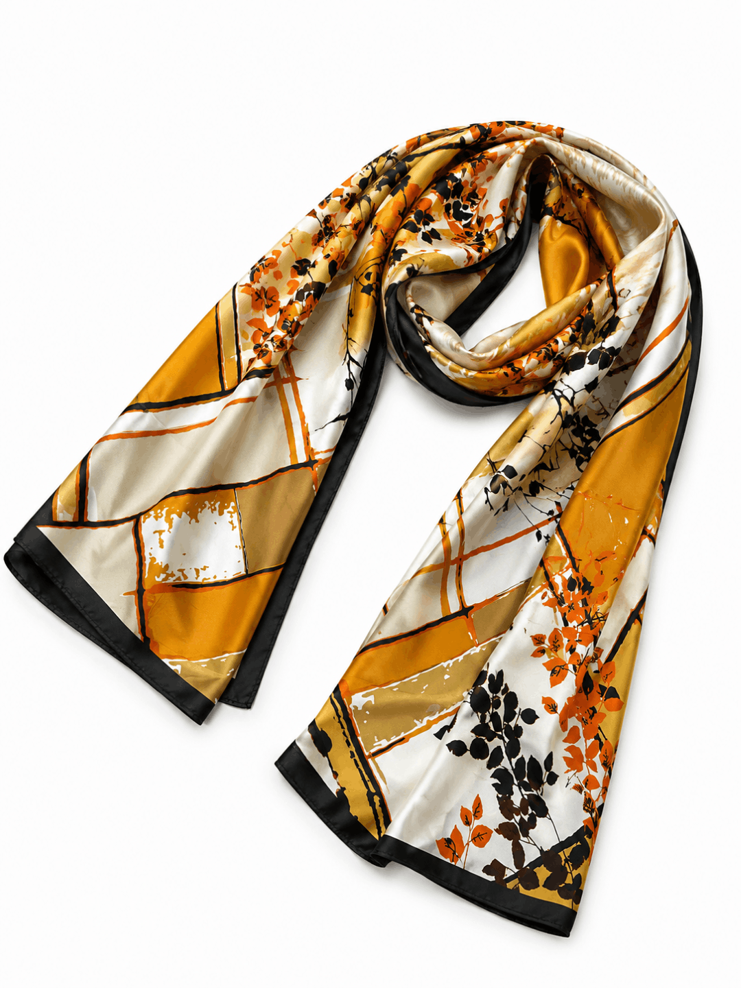 Printed Silk Hijab - Rust