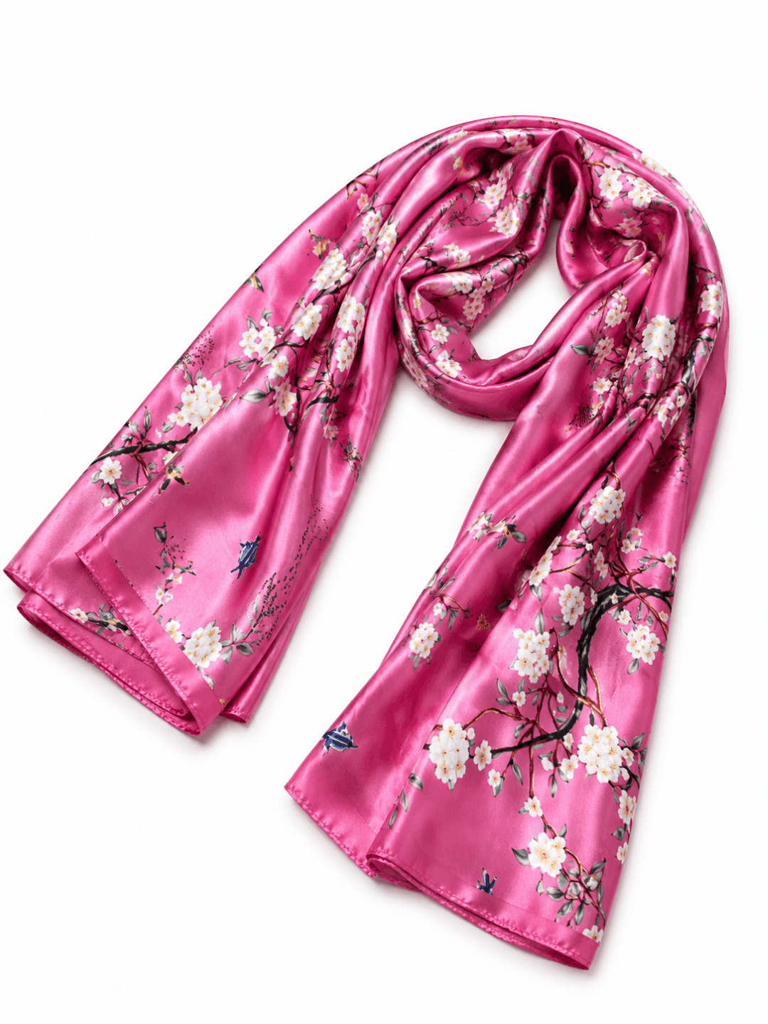 Printed Silk Hijab - Shocking Pink